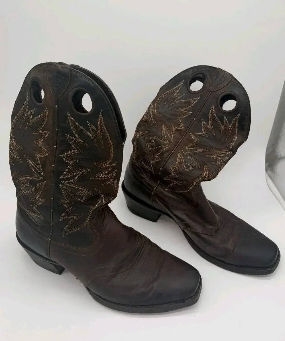 Ariat Boots Mens Size 10D Brown Leather Western Square Toe 10019974 *READ